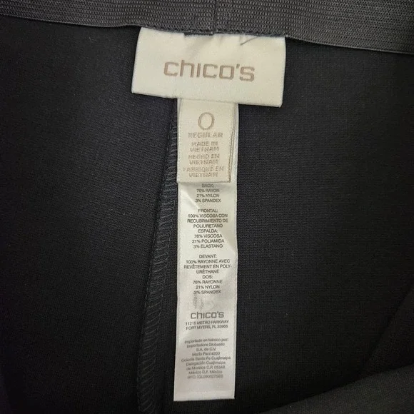 CHICO'S‎ Abbey Pieced Black Faux-Leather Front Knit Pants Elastic Women's SZ S/4 - Picture 7 of 15